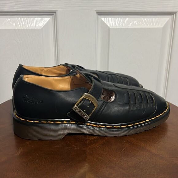 🔥 Dr Martens Mica woven black Leather Sandals Loafers Men 9 -EXCELLENT - England - Picture 5 of 15